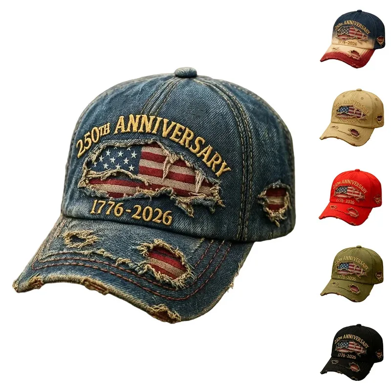 

USA 250th Anniversary Commemorative Baseball Cap, Unisex Vintage Washed Cotton Snapback with Sun Protection Adjustable Strap