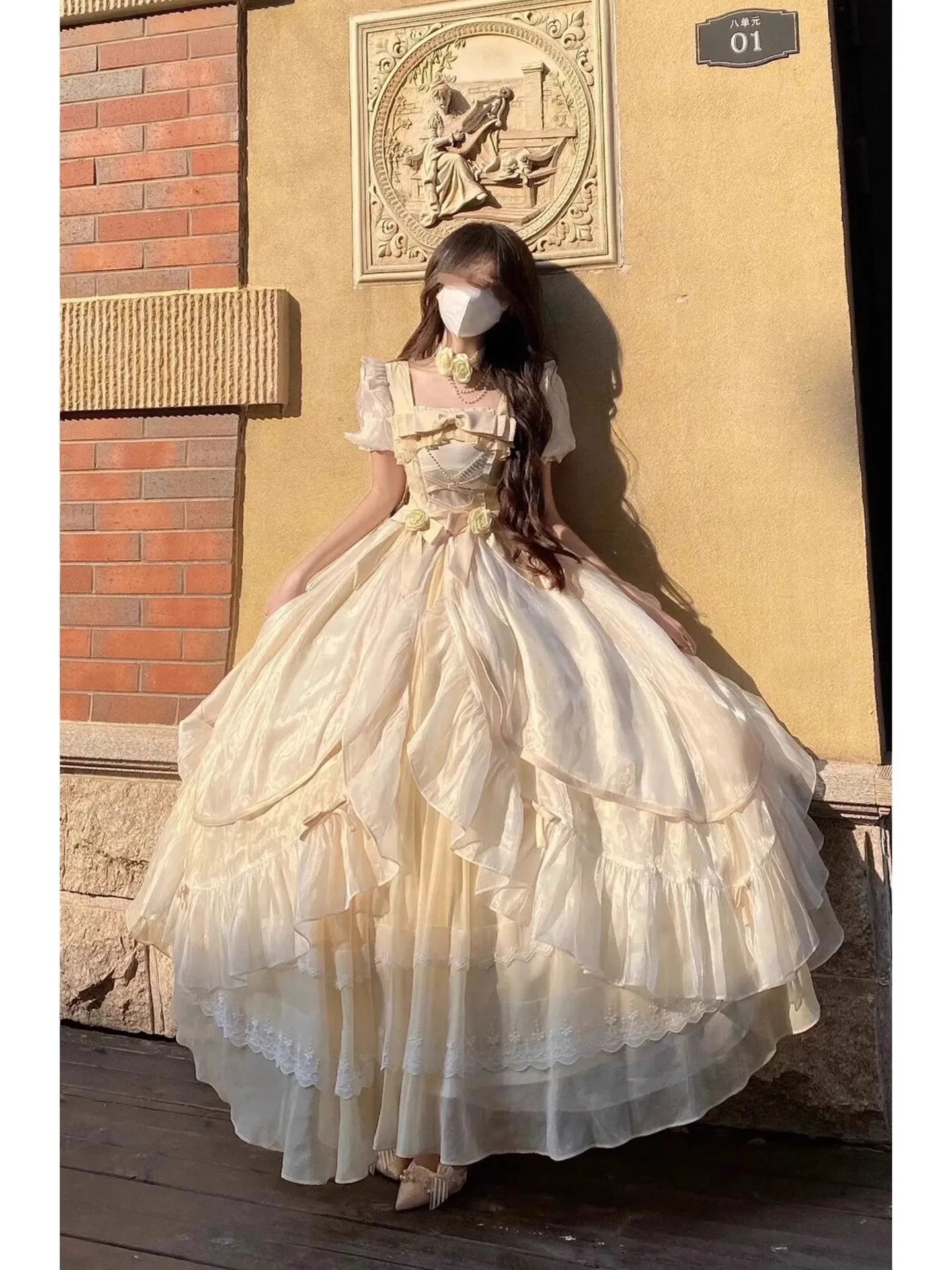 Generate Color Adult Ceremony Dress Big Flower Wedding Lolita Gorgeous Escape Puffy Trailing