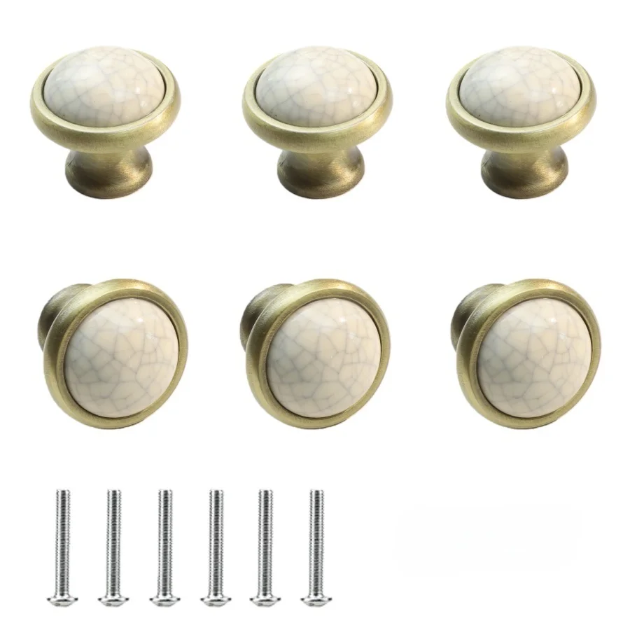 

Antique Ceramics Simple Drawer Handles Single Holes Furniture handles Cupboard Door Pull Cabinet Knobs Round Dresser Knobs