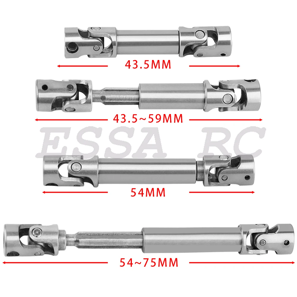 1 para środkowych uniwersalnych przegubów napędowych ze stali nierdzewnej do gąsienic 1/18 RC Redcat Ascent-18 Metalowe części zamienne