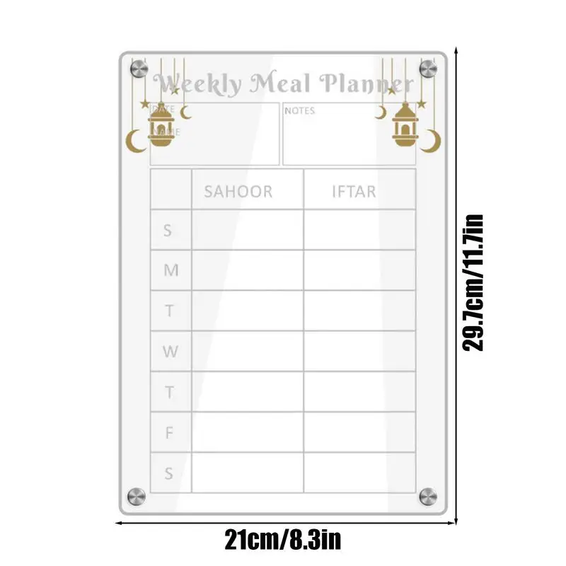 Planejador Semanal Claro para Geladeira, Geladeira Acrílica Magnética, Placa de Apagar Seco, Ímã Forte, Geladeira para Diário