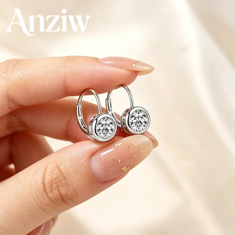 

Anziw 1-2CT Sparkling Round D Color Moissanite Clip Earrings for Women 14K Gold Filled Earring Wedding Jewelry Gift Certified