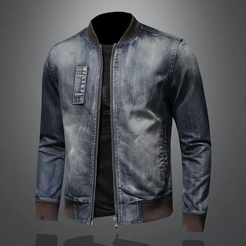 

Autumn and Spring Fashion Trend American Vintage Thickened Warm Denim Jacket Men's Casual Loose Sports High Quality Outerwear