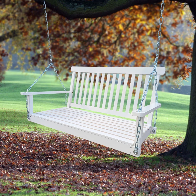 

Front Porch Armrests Wood Bench Swing With Hanging Chains For Outdoor Patio Garden Yard Porch Backyard Or Sunroom Easy Assemble