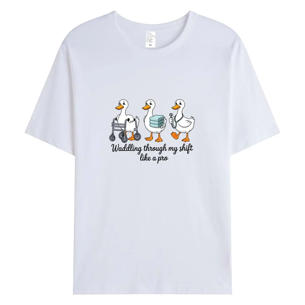 เสื้อยืดผู้หญิงผ้าฝ้าย 100% ลายกราฟิกพยาบาลห่านตลก เสื้อยืดโอเวอร์ไซส์แขนสั้นสำหรับฤดูร้อน เสื้อยืดผู้หญิง เสื้อผ้า