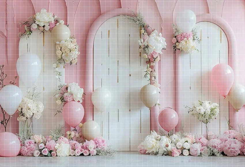 Mehofond 사진 배경 아치 벽 핑크 풍선 어린이 성인 생일 파티 출산 초상화 장식 배경 사진 스튜디오