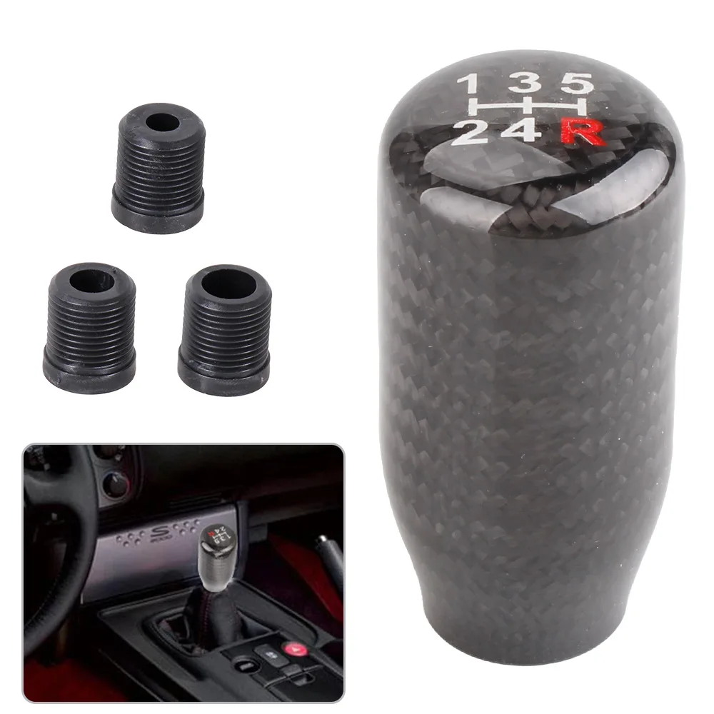 

For Universal 5 6 Speed Carbon Fiber Gear Shift Knob Shifter Lever Head Stick Handle Mod Replacement Auto Exterior Accessories