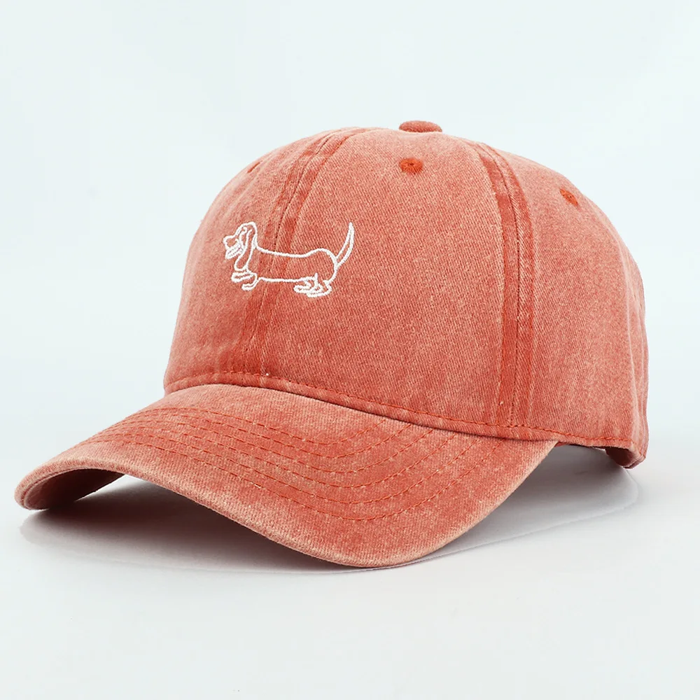 Hund gemusterte bestickte Baseballkappe Männer Frauen Vintage gewaschene Baumwolle Hip Hop Streetwear Sonnenhüte – Detail 7
