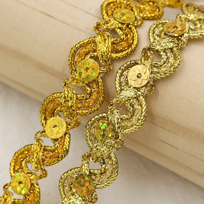 5Yards Gold Silver Trim Ribbon Curve Lace Fabric Sewing Centipede Braided Lace Wedding Craft DIY Clothes Accessories Home Decor