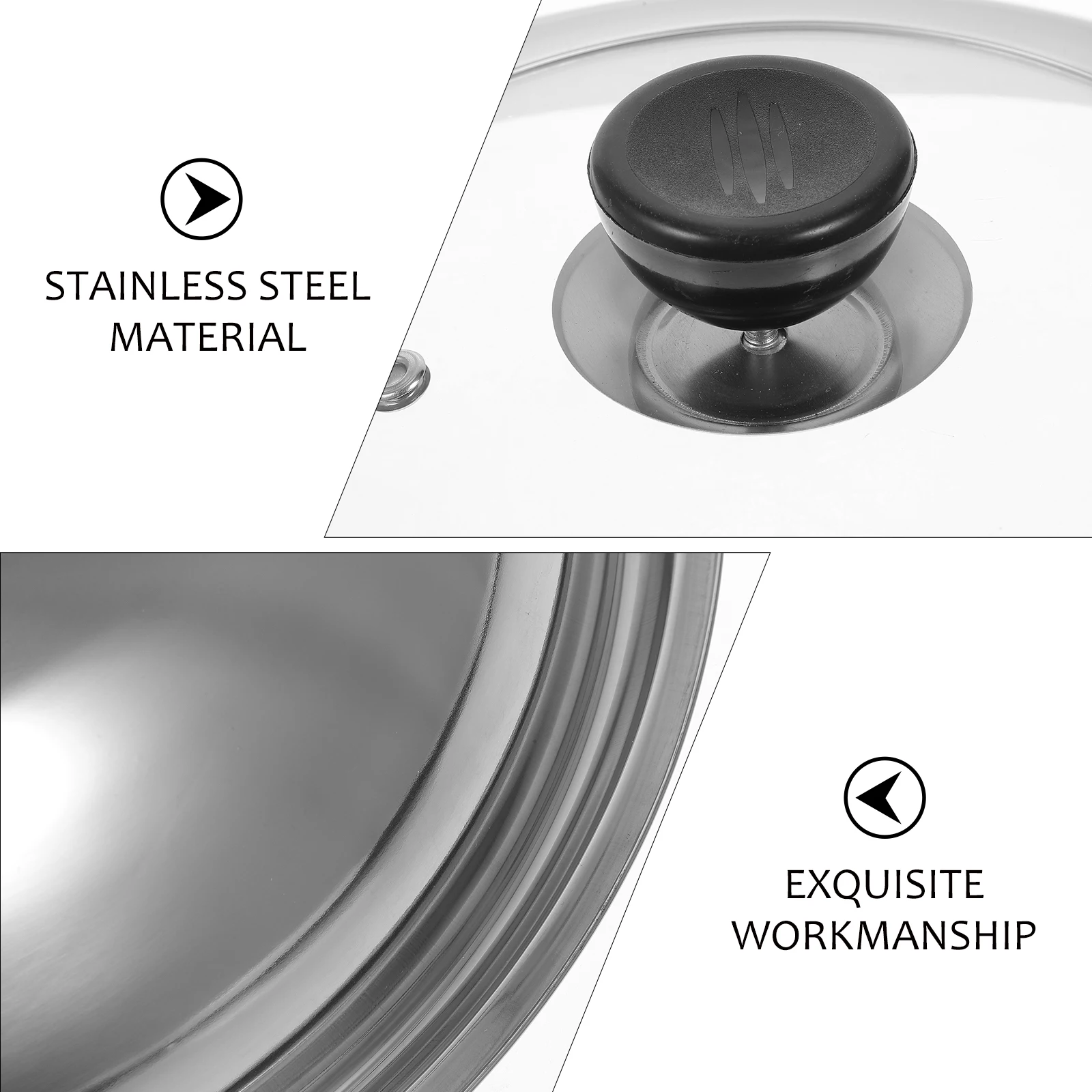 

34cm Stainless Steel Combination Pot Lid Microwave Splatter Cover High Quality Tempered Glass Steam Vent for Healthy
