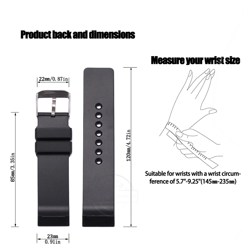 Watch Band For Cartier Santos 100 Men Women High Quality Rubber Straps Watchband 23mm Bracelet