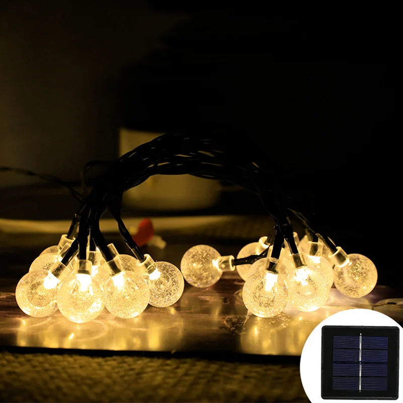 

LED Solar Crystal Ball Light String Outdoor Garden Waterproof Fairy Garland Christmas Wedding Party Decoration Solar Lamp