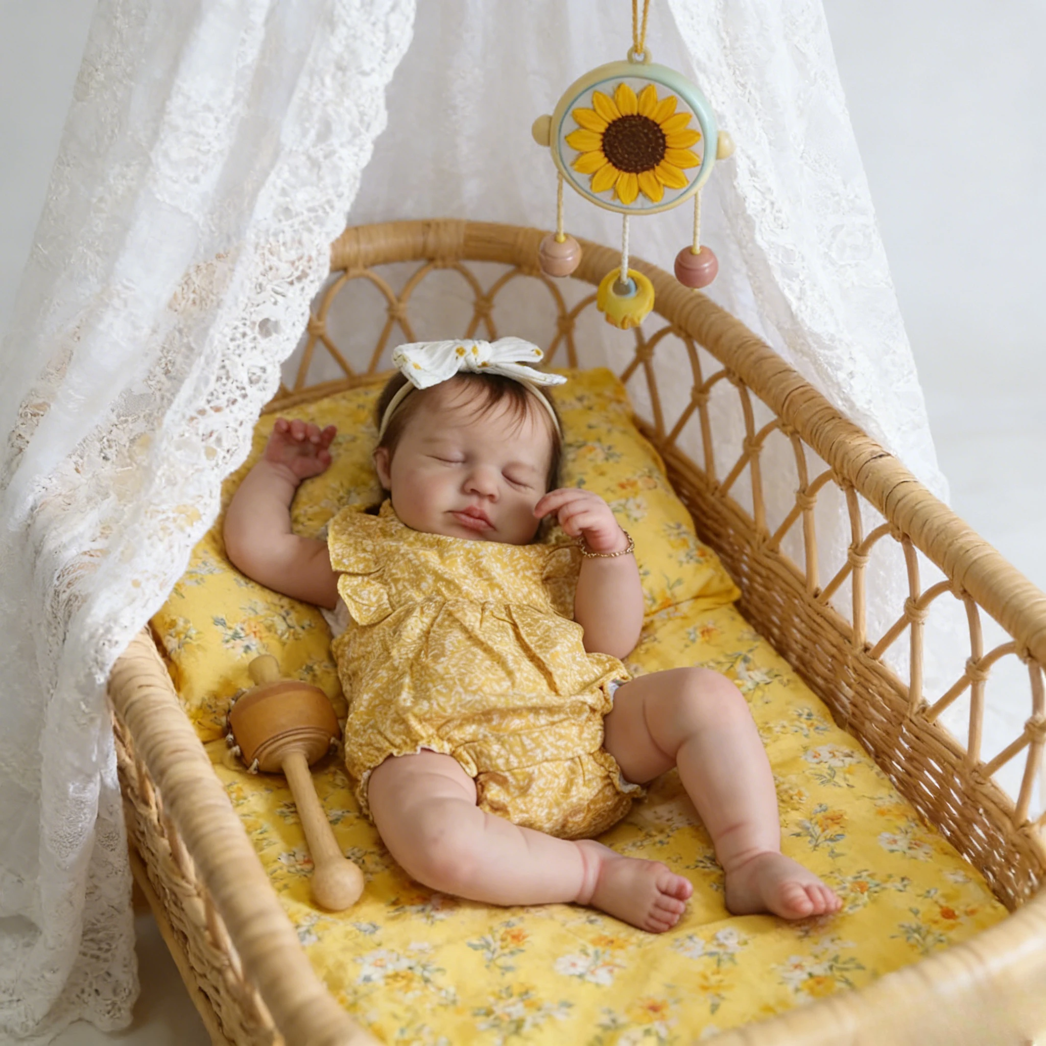 

48CM Vinyl Silicone Newborn Baby Lifelike Full Body Loulou with 3D Skin Multiple Layers Painting And Visible Veins
