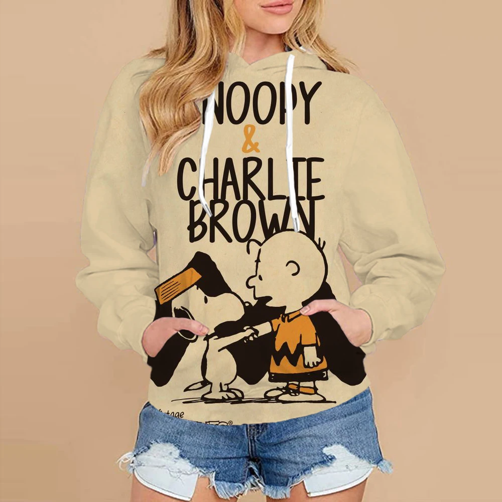 Snoopy Cartoon Anime Women\'s Hoodie Spring and Autumn Edition Women\'s Round Neck Hoodie 2024 New Fashion Couple Sportswear Top