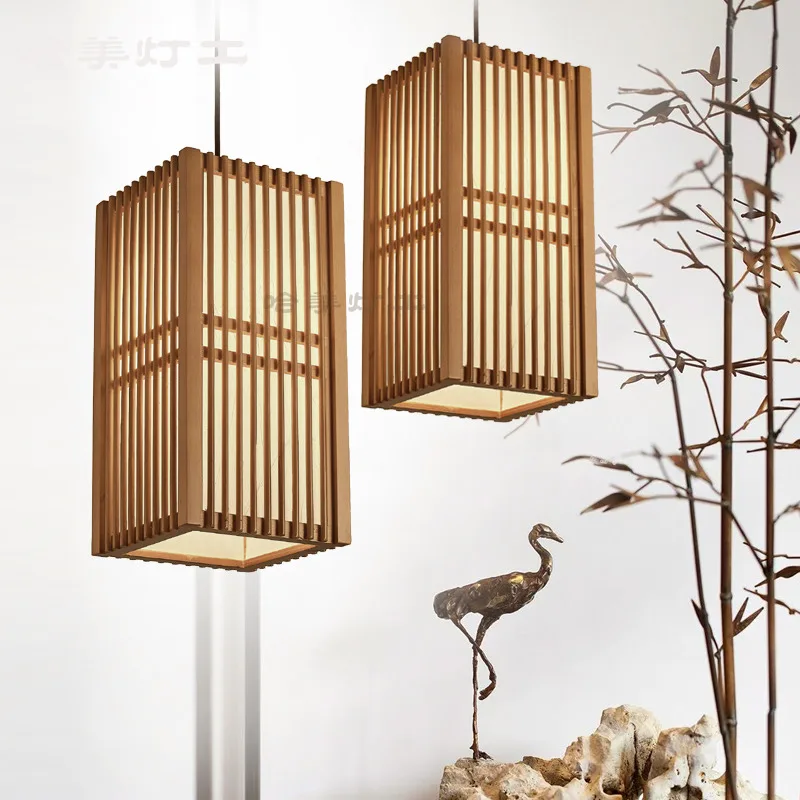 

Hamei Japanese chandelier wood art tatami corridor aisle bar restaurant South East Asia zen small hanging lighting villa