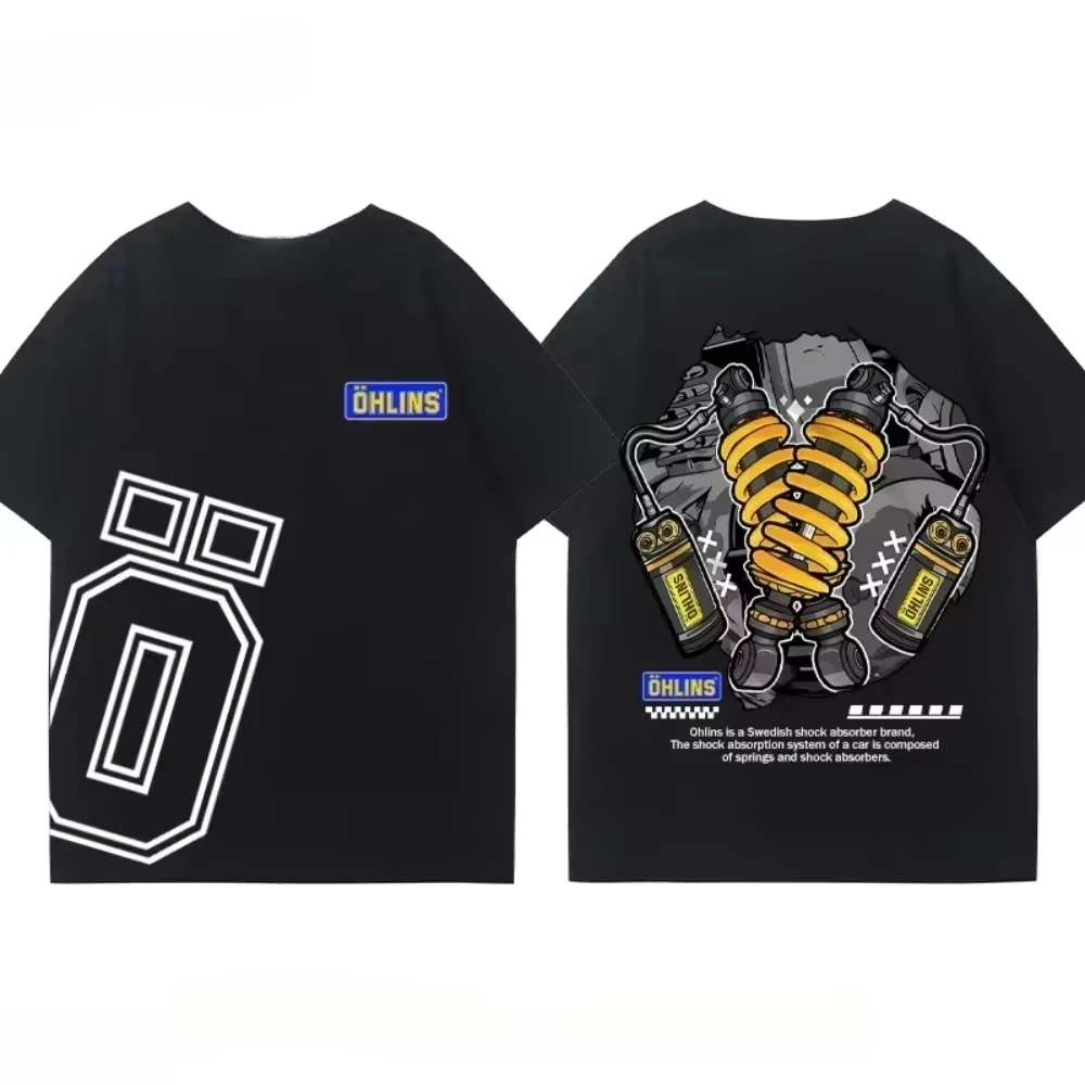 2026 Sommer Neues Modisches Baumwoll-Motorrad-T-Shirt-Set - Lässige Trendmarke - Für Männer, Kinder und Frauen - Kurzarm-Shirts – Detail 6