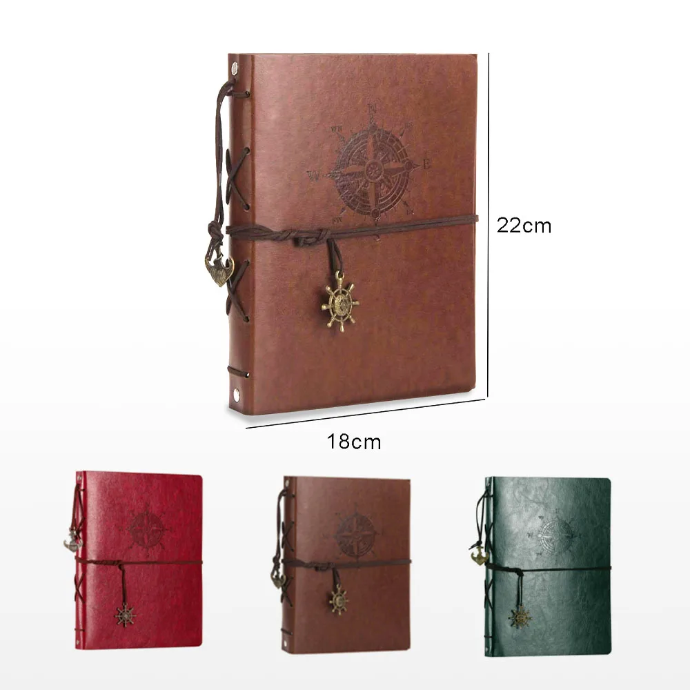 1pc Vintage Spiral Notebook,creative Corsair Anchor Decoration design, PU Leather Loose-leaf Diary, Travel record book