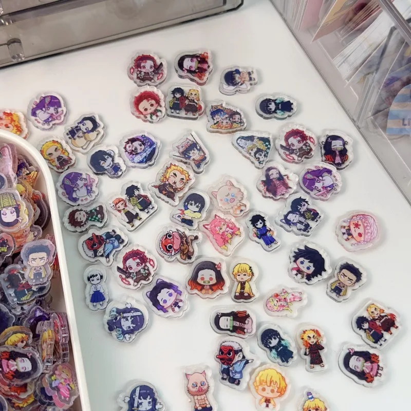 35PCS 악마 슬레이어 크리 에이 티브 주변 아크릴 패치 양면 필름 투명 그림 프레임 반지 높은 아름다움 DIY Accessorie