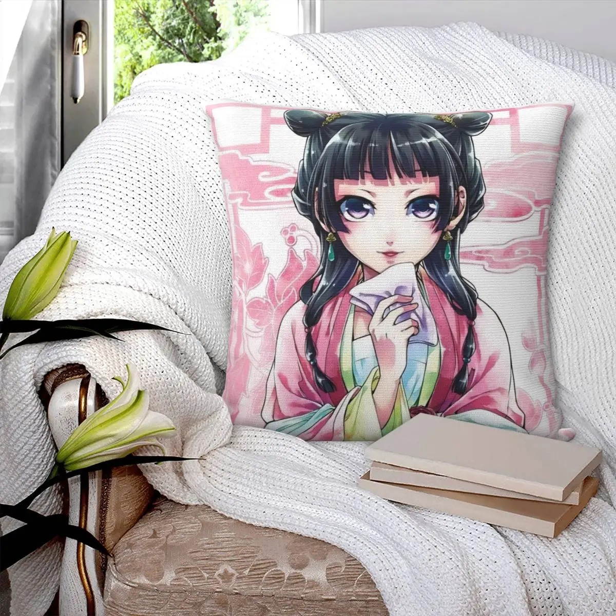 Maomao The Apothecary Diaries Pillowcase Printed Polyester Cushion Cover Decor Throw Pillow Case Cover Home Zippered 18
