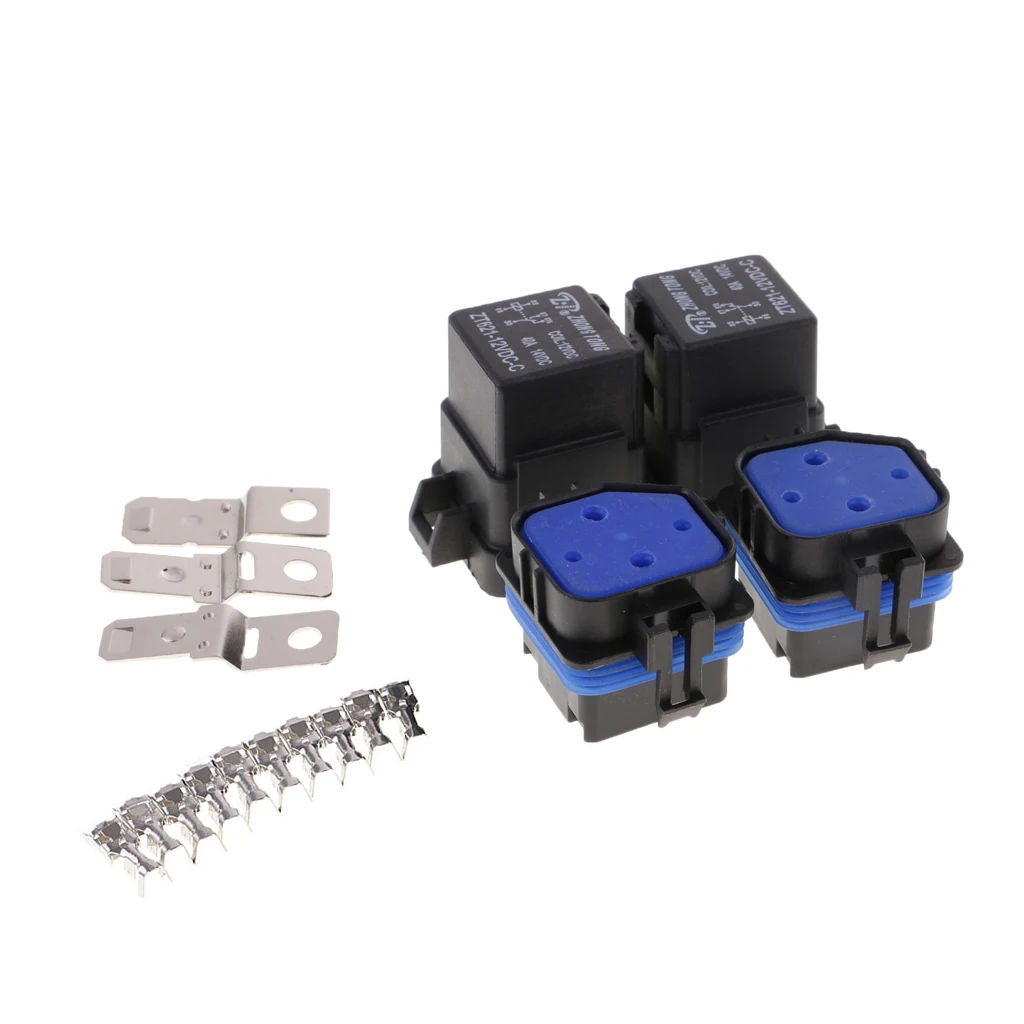 Automotive Relay Socket Plugs 12V 40A 5 Pin Set Car Relay Holder with Terminals for Car Electrical Accessory Use