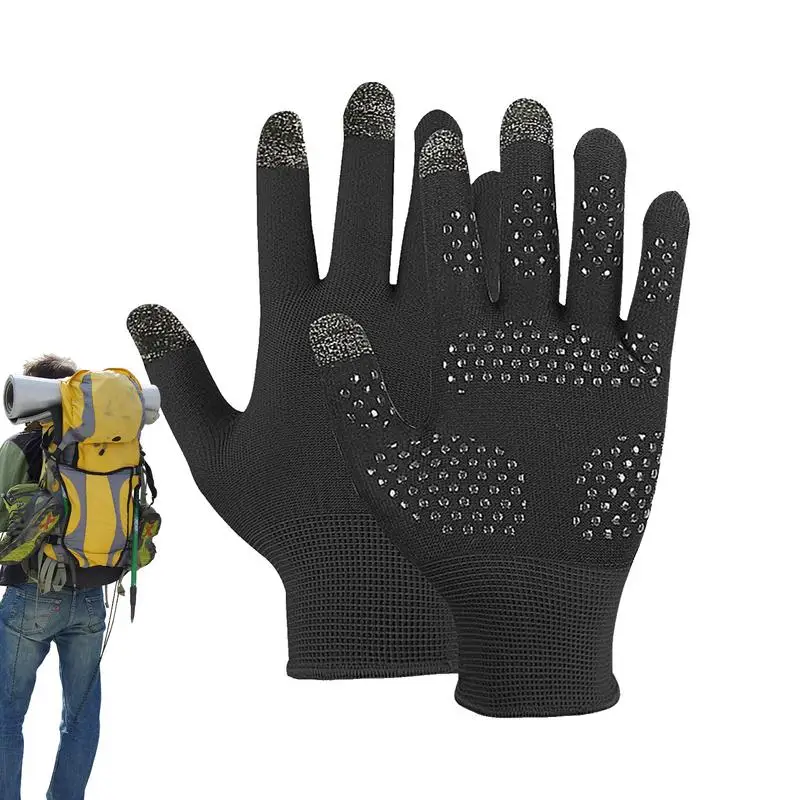 Biking Gloves For Men Nylon Biking Gloves With Silicone Non Slip Palm Sun Protection Spring Fall Supplies Three Finger Screen