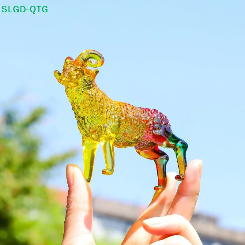 New Crystal Sheep Figurine 2027 Zodiac Sheep Statue Home Desktop Bookshelf Office Ornament Sheep Decor Feng Shui Bring Fortune
