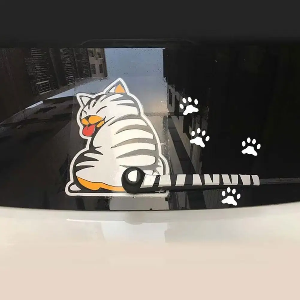 Car Rear Glass Reflective Wiper Stickers Cat Wagging Sticker Wiper Rear Sticker Tail Sticker Car Its Decorative L2E0