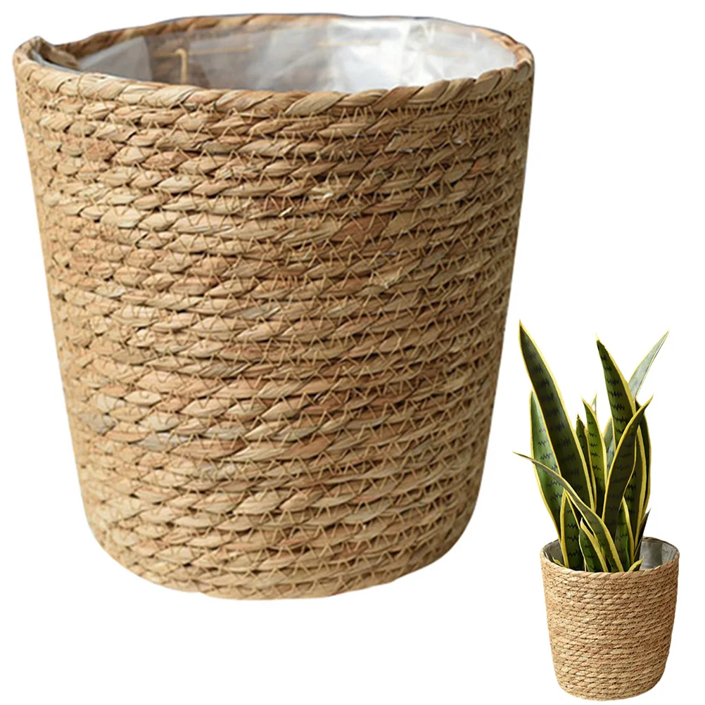 

Flower Pot Basket Woven Vase Plant with Liner Storage Garden Baskets for Plants Indoor Artificial