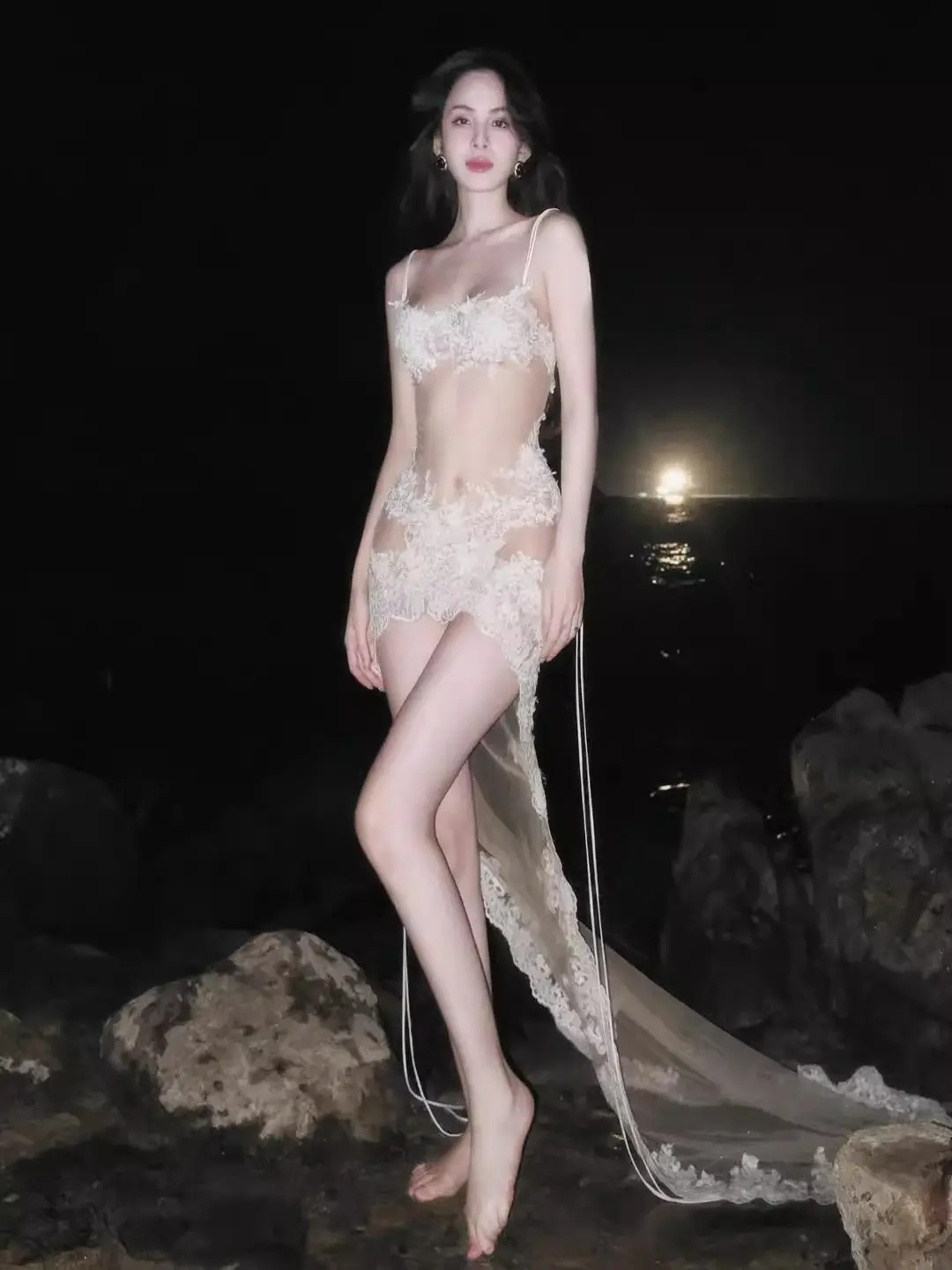 Ononmade Lace ter Dr Me See tough Beach Vaion Long Skirt Tail Design Sexy Sle Wedding Date Cany Par Ball ...