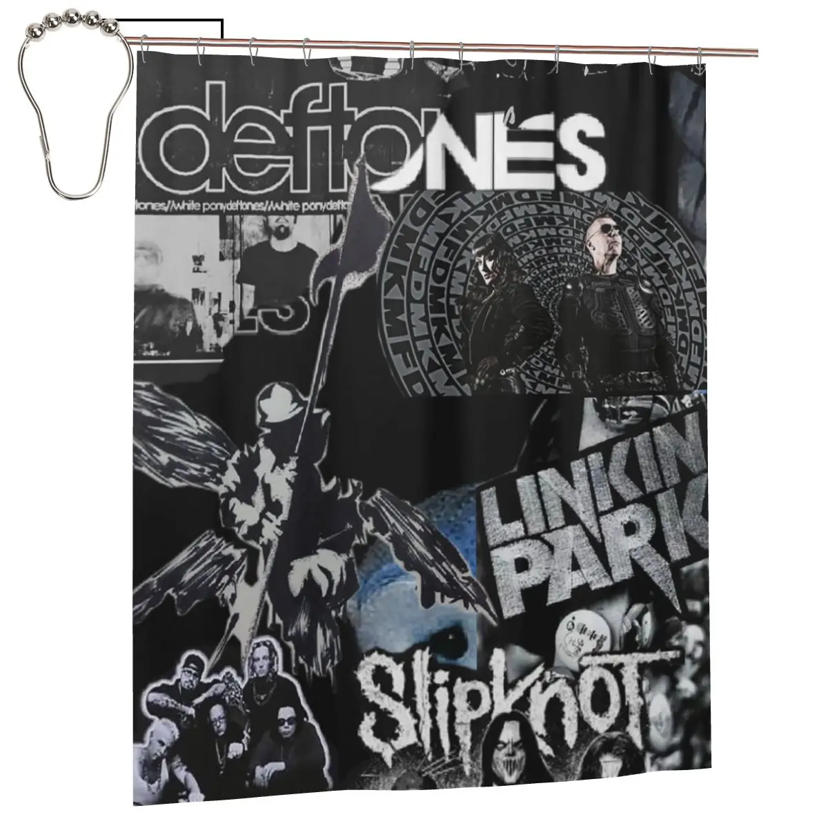 

Metal Punk Rock Deftones Shower Curtain Bathroom Polyester Waterproof Bath Curtains with Hooks