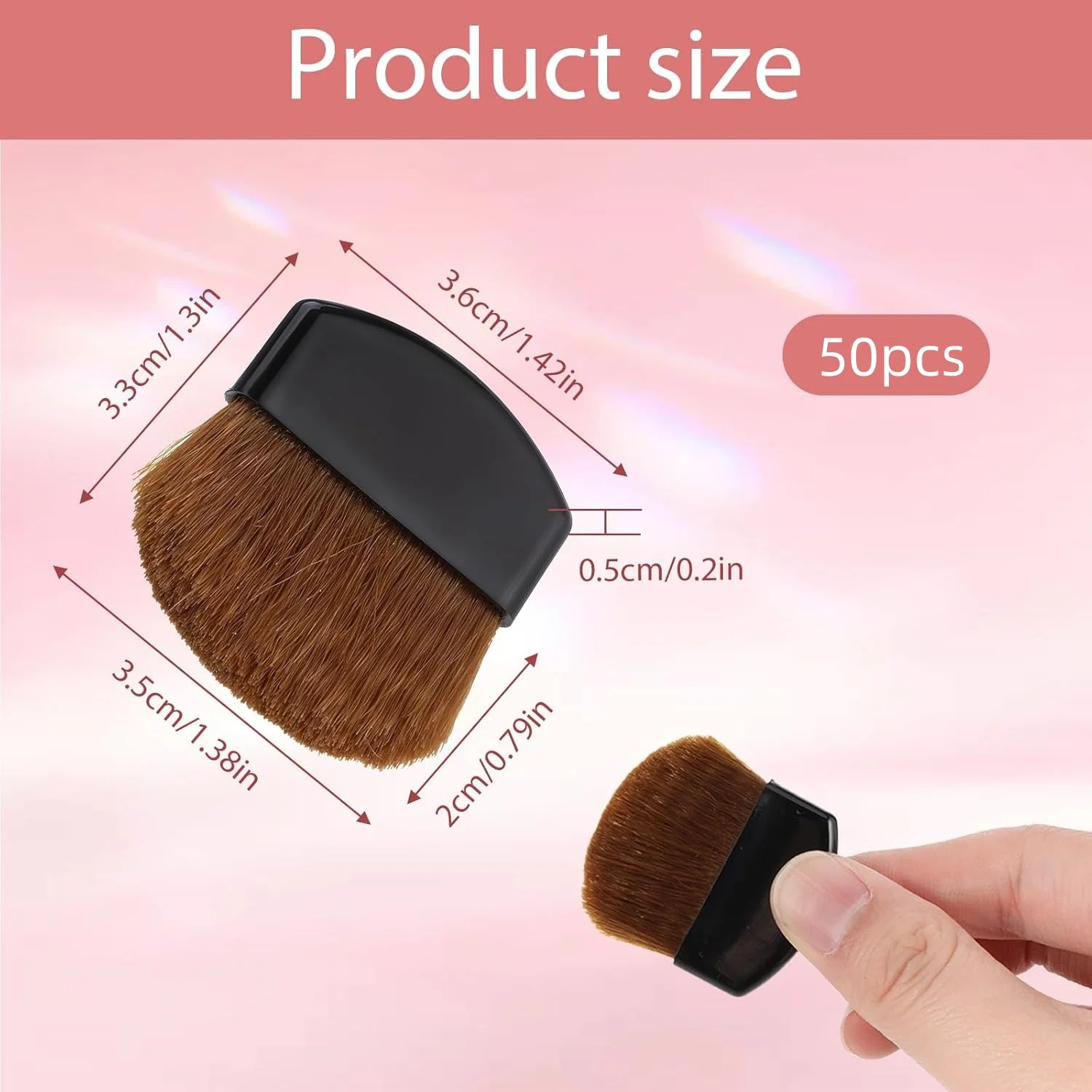 50 PCS Disposable Makeup Brushes, Blush Brushes Mini Cosmetic Brush Portable Powder Brush for Loose Powder Facial Beauty Tool