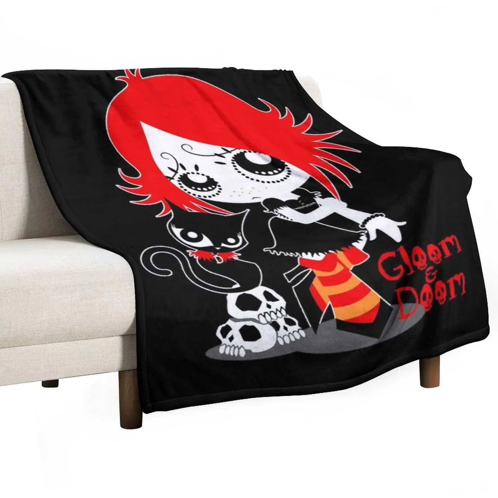 Ruby Gloom and Doom Kitty Throw Blanket Luxury Brand Softest Plaid Blankets