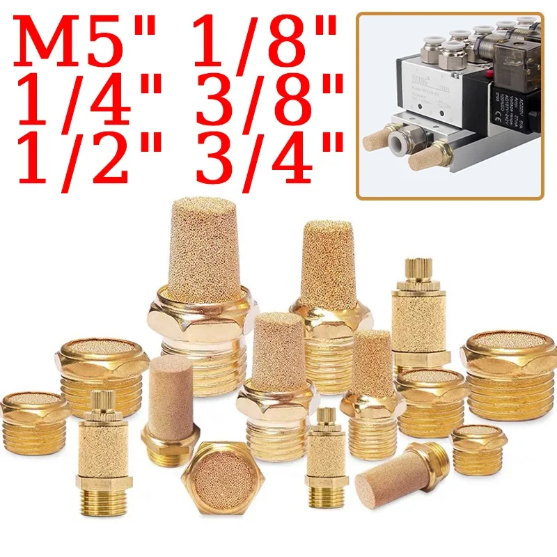 

10/50/200 Pneumatic Brass Exhaust Muffler BSL M5 1/8" 1/4" 3/8" 1/2" 3/4 Silencers Fitting Noise Filter Reducer Connector Copper