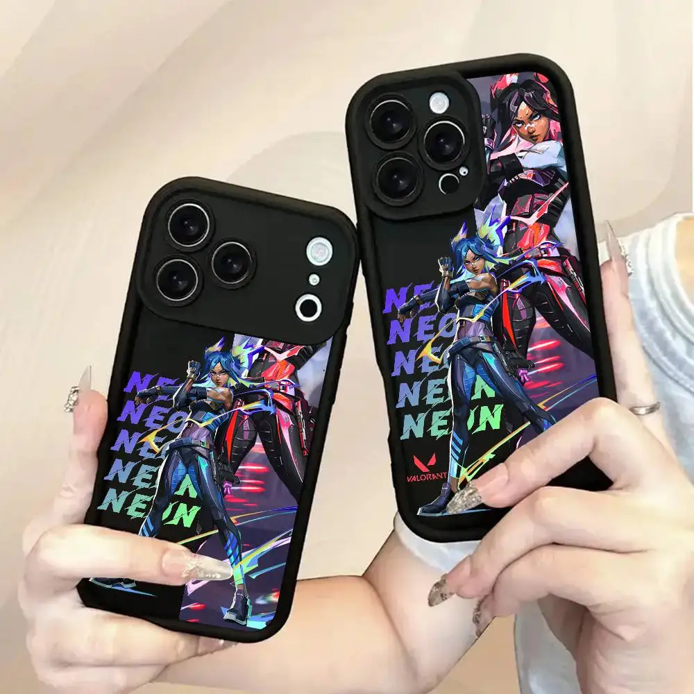 1 قطعة لعبة Valorant النيون يورو جراب هاتف بولي TPU لطيف العين سلم آيفون 17 16 15 14 13 الهواء برو ماكس 11 12 زائد غطاء سيليكون أسود