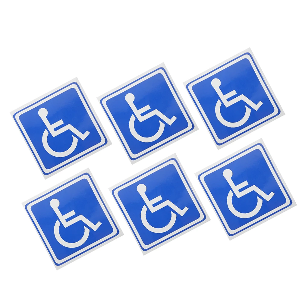 

Adhesive Disabled Stickers 6 Pcs Wheelchair Symbol Sign for Car Window Handicapped Parking Tag Decal Retroreflective Design