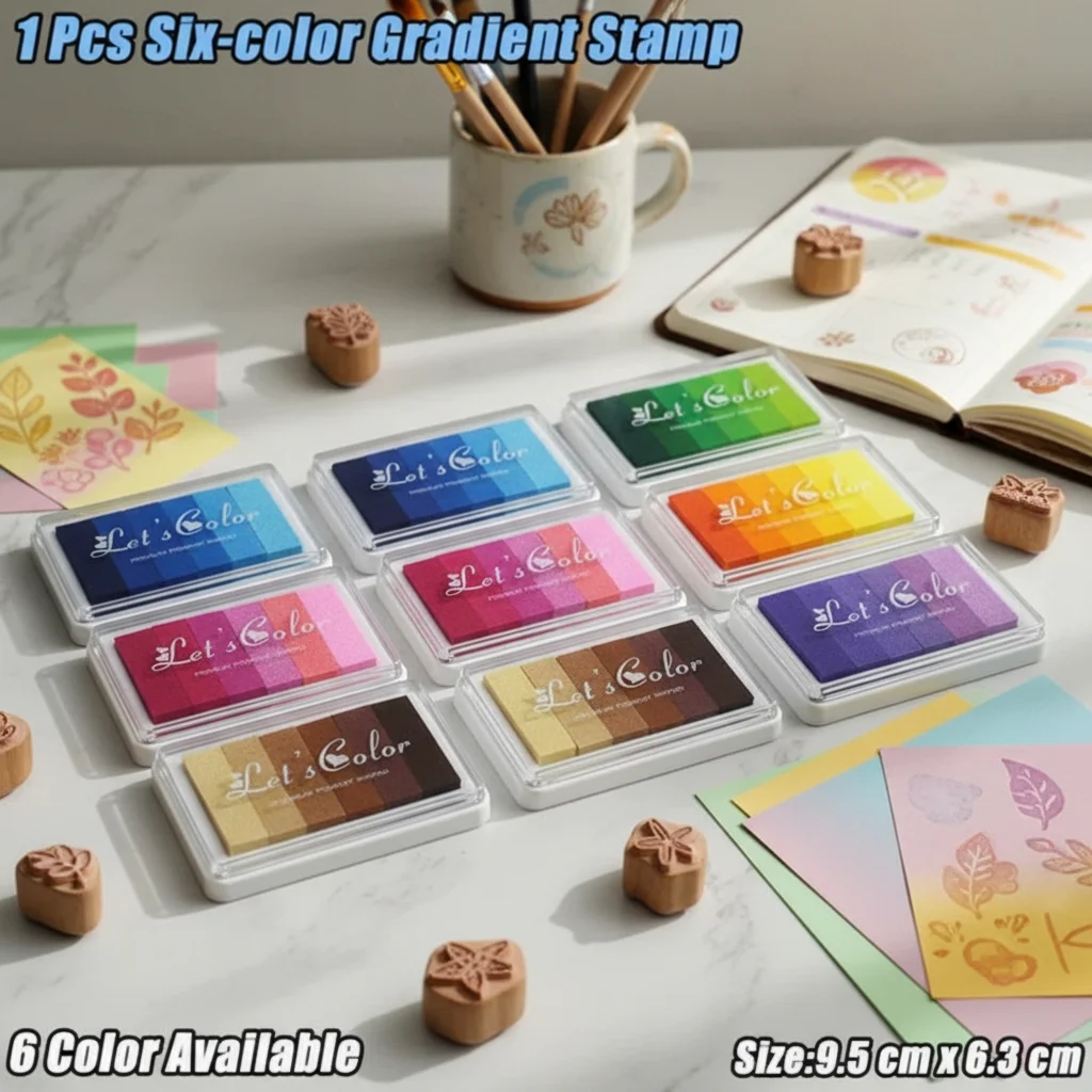 DIY Six-Color Gradient Fingerprint Painting Seal Ink Pad for Art Projects