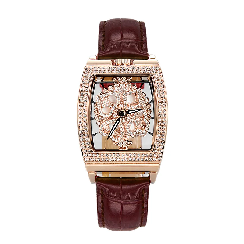 ساعة جديدة بهيكل عظمي على شكل تونيو مع قرص دوار شفاف، طراز أنيق للنساء، مثالية كهدية.