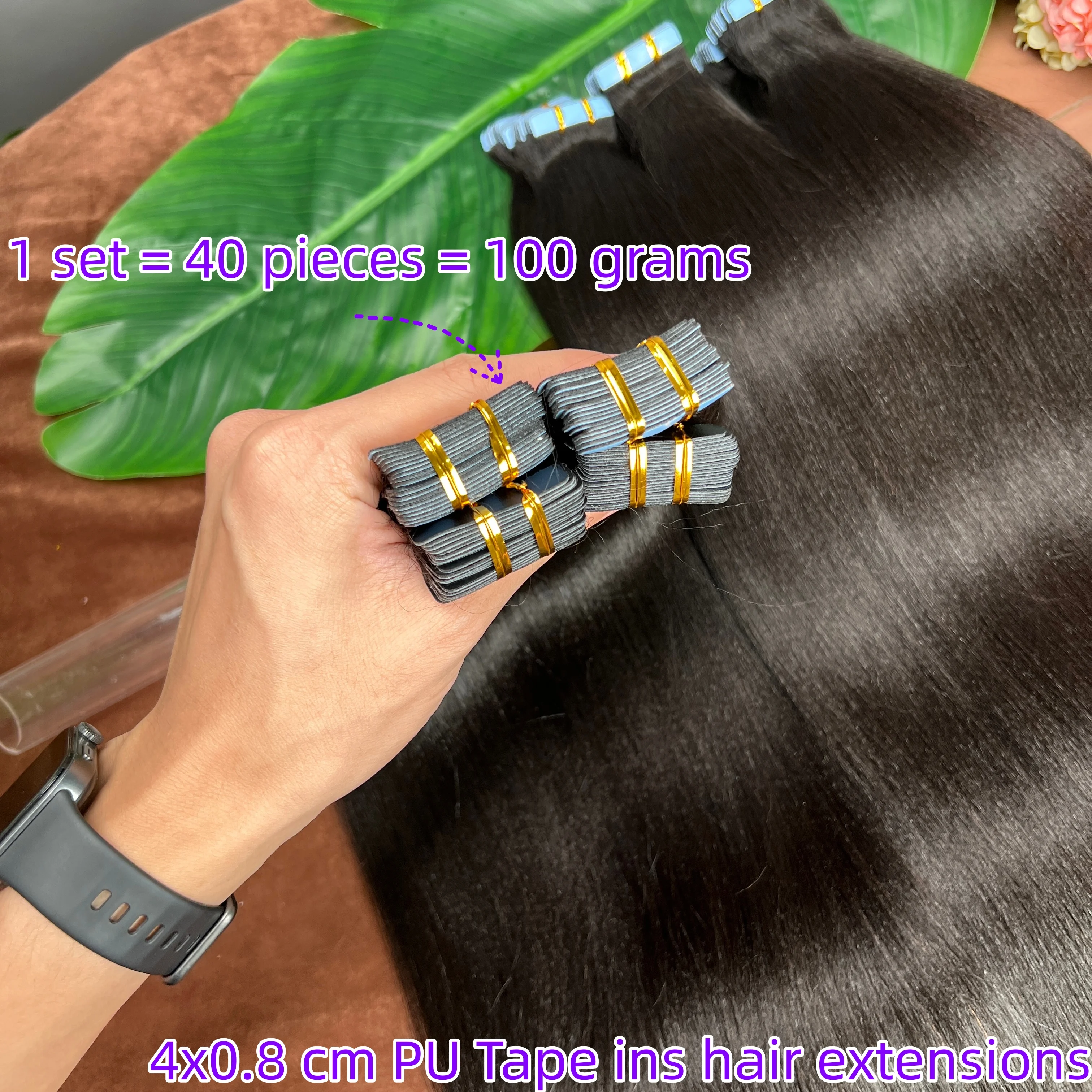 Yaki Straight Tape In Hair Extensions Human Hair Cuticle Remy Tape in Extension Silk Pressed Yaki Tape Ins 18-24inch 40pcs 100 G