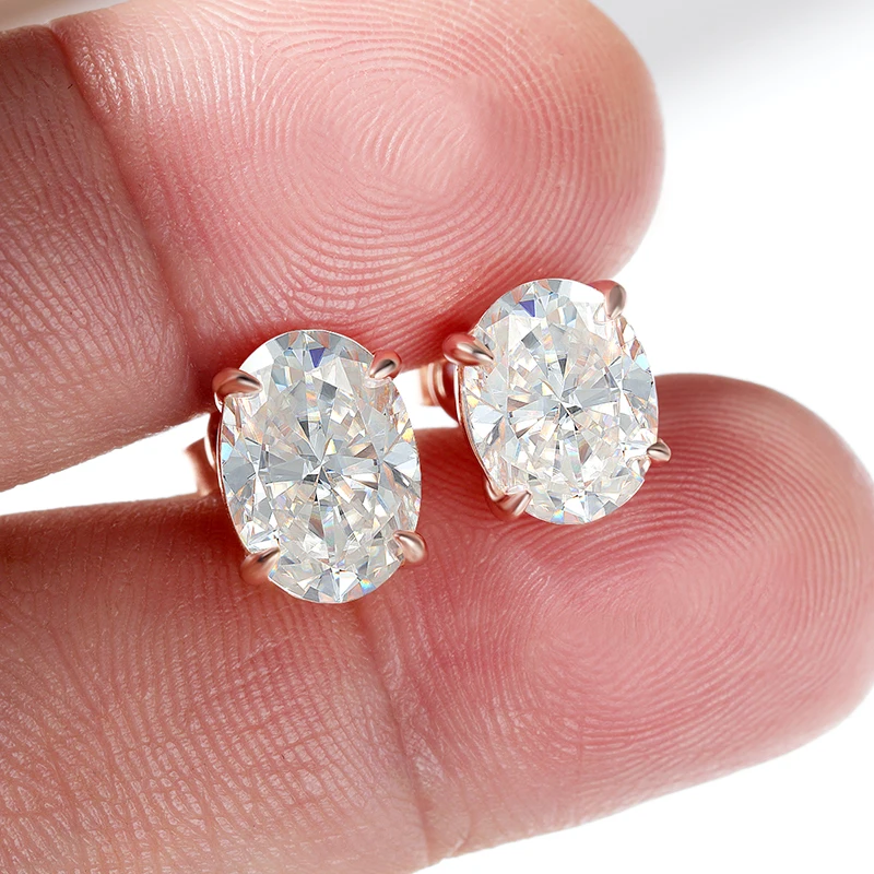 Smyoue Rose Gold 1-4CT Oval Cut Moissanite Stud Earrings for Women Girls Jewelry Lab Diamond Classic Earring Pure S925 Silver