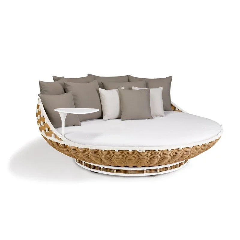 

Creative rattan outdoor courtyard villa leisure round bed sofa bed hammock beach pool bed