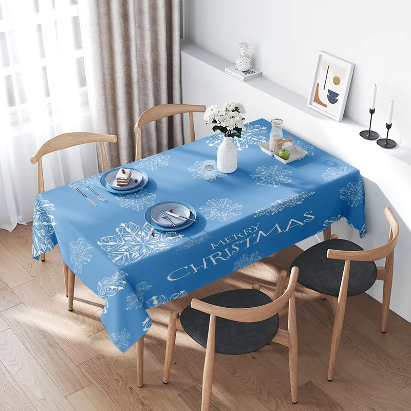 زينة مفرش طاولة عيد الميلاد الزرقاء نمط ندفة الثلج لحفلات غرفة الطعام فكرة هدية مثالية (صغيرة) #1