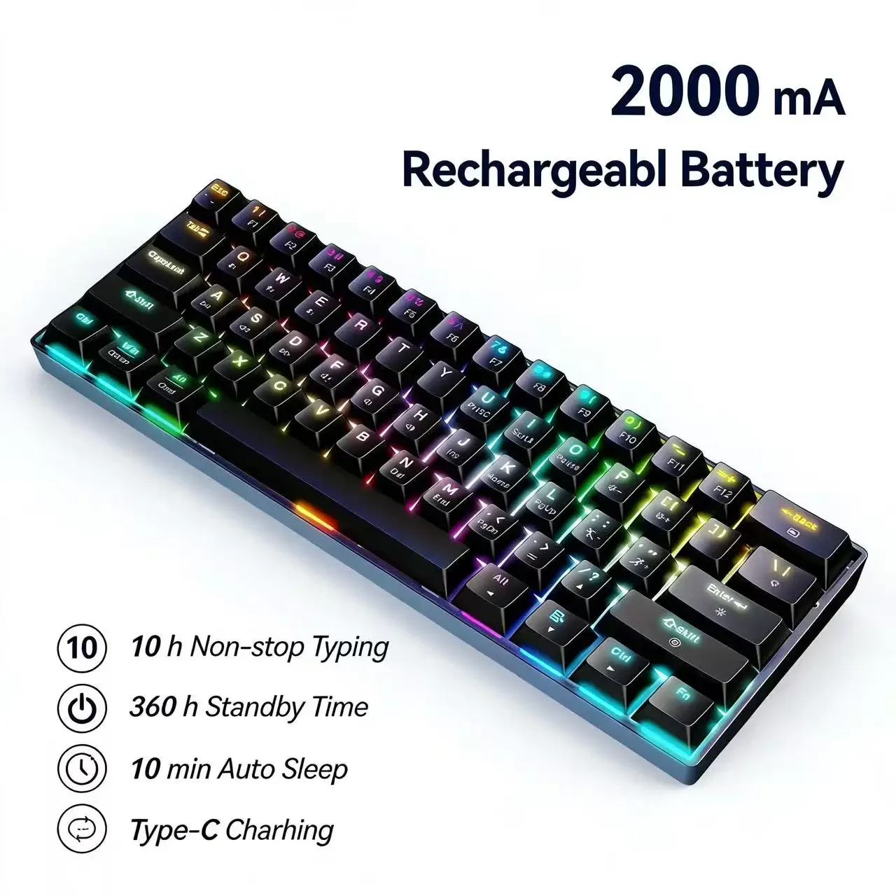 Tri-mode Mechanical Keyboard Bluetooth 2.4G Wired RGB Backlit Silent Switch Compact Gaming Keyboard For Laptop Tablet PC