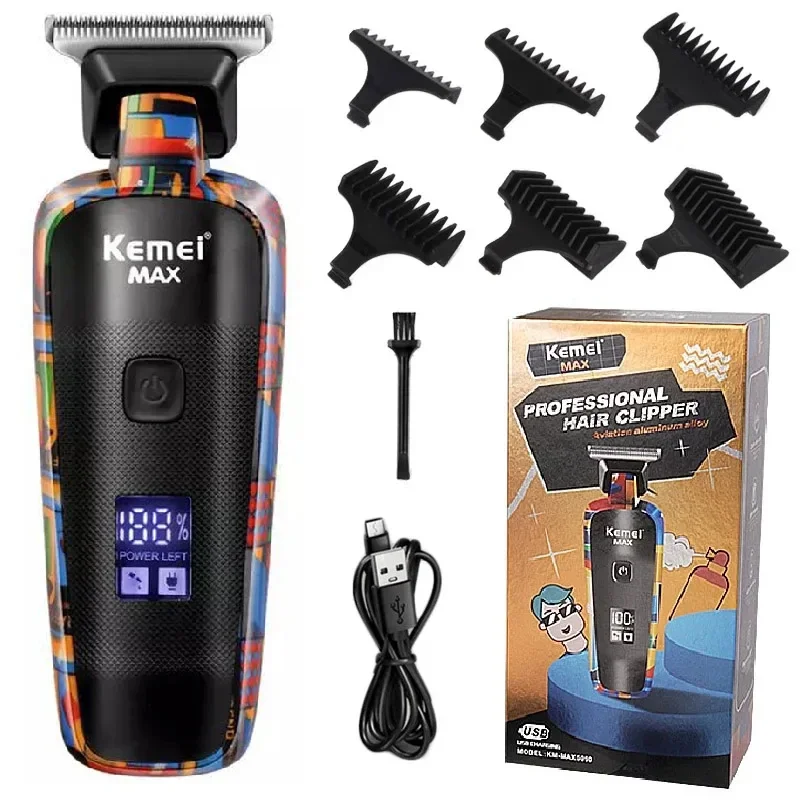 

Kemei Max5090 Electric Hair Clippers Rechargeable Hair Trimmer Printing Graffiti Razor Type-C USB charging Barber Household