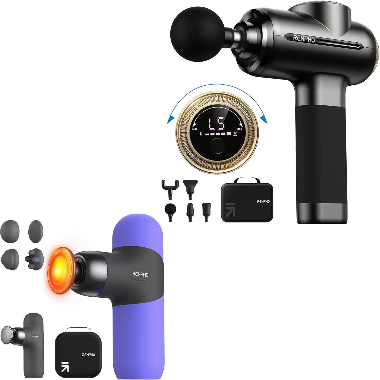 

Massage Gun with 8-12mm Adjustable Amplitude, Mini Thermal Massage Gun with Heat