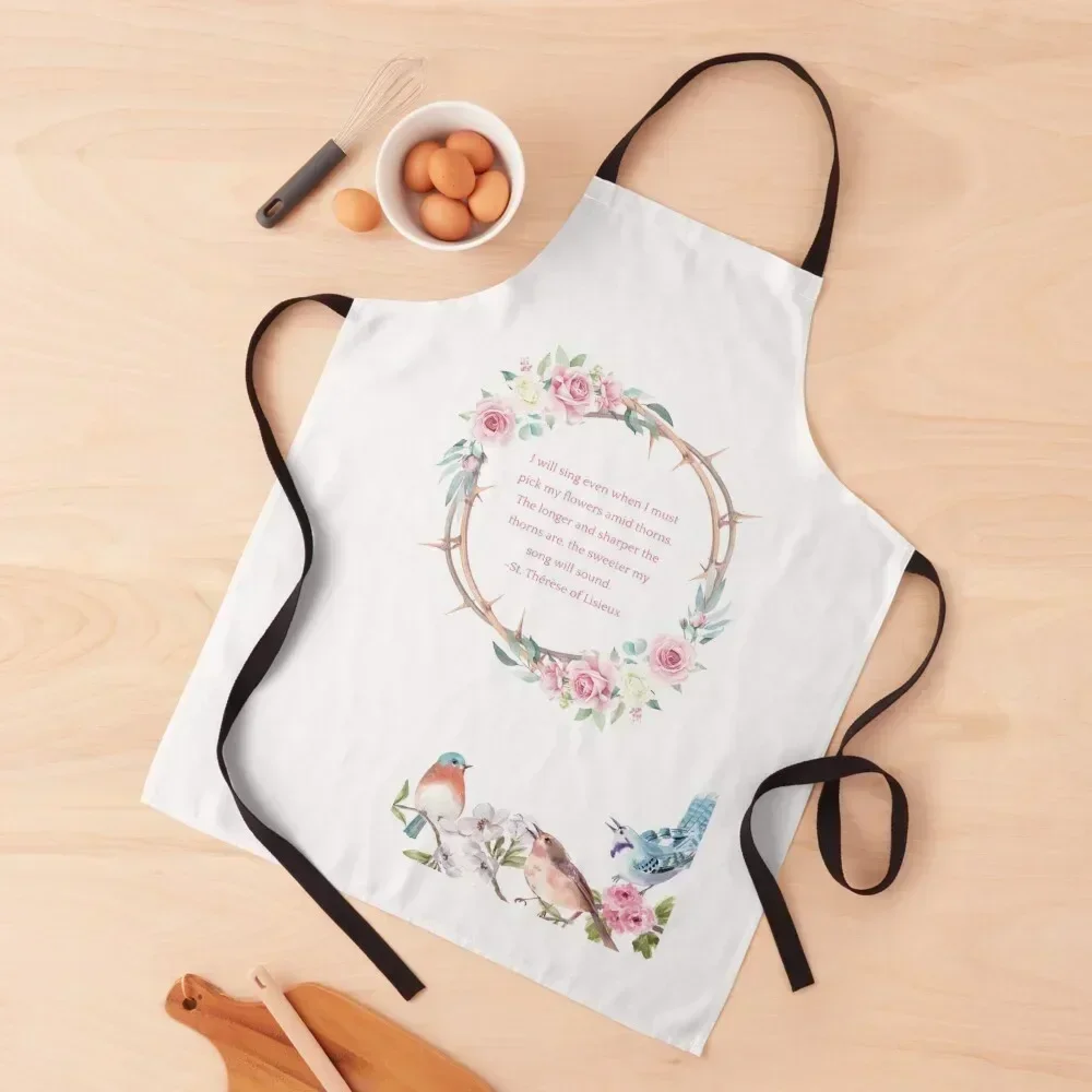 

Find the Blessings Amid Thorns | Saint Therese of Lisieux Apron barber uniform For Woman For Cooking Kitchen For Women Apron