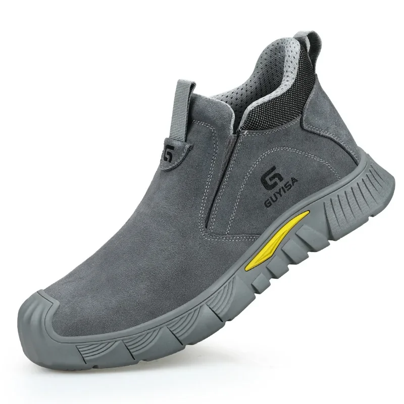 Labor Insurance Shoes Steel Bag Head Anti-smashing and Puncture-proof One Pedal Steel Head  Fireproof Flower Welder Shoes