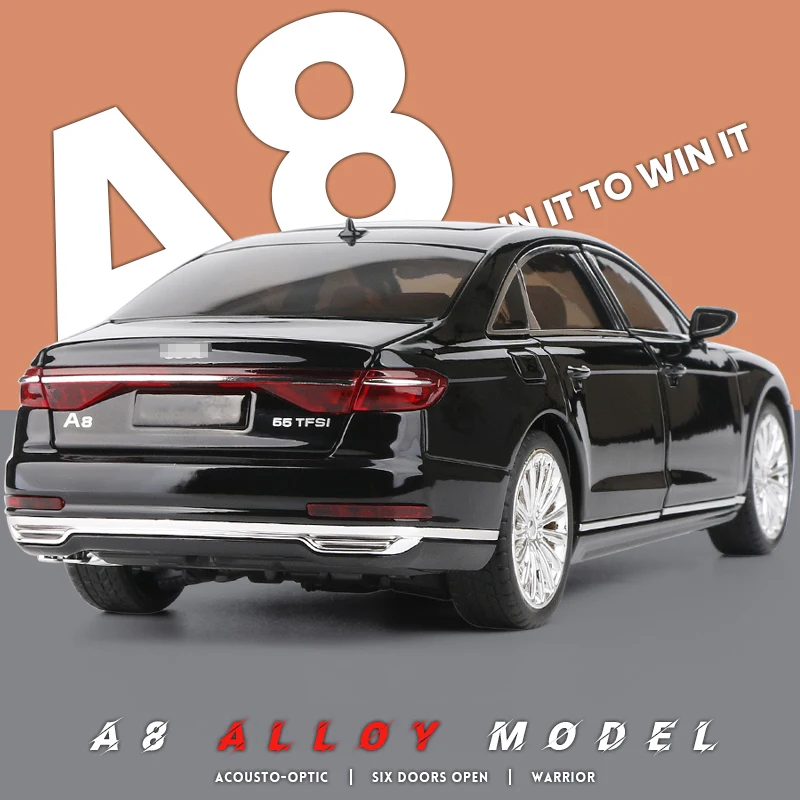 

1:24 модель автомобиля из сплава A8, подарок игрушечной машине для мальчиков, металлическая литая модель седана, имитация звука и света, детские игрушки