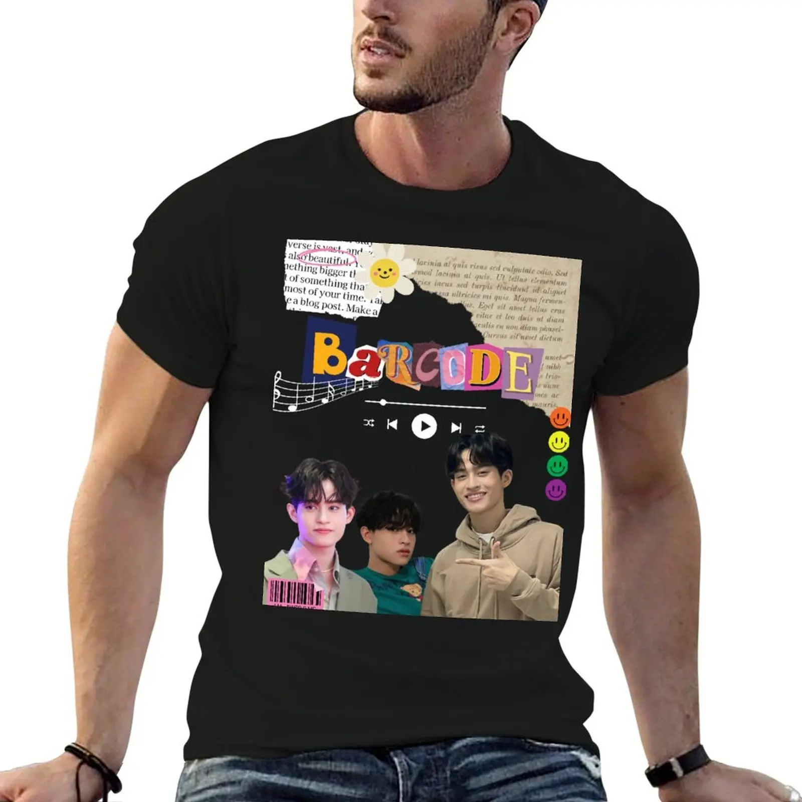 

Thai BL graphic mens actor for man T-Shirt shirts cotton funny t summer man t shirt Barcode shirts t