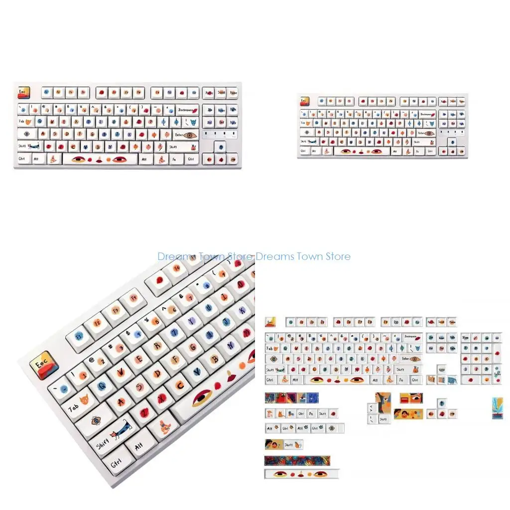 

HX6A 136 Keys XDA PBT Keycaps Dye Sublimation Graffiti Cartoon Keycap For Mechanical Keyboard Cherry Mx Switch Colrful