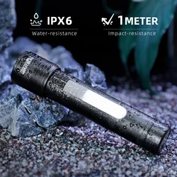 WARSUN LED Flashlight T800, Magnetic Flashlight Super Bright, Tactical Flashlight with Cob Sidelight,1200LM, 5 Modes